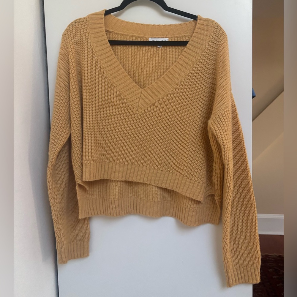 Cozy Knit V-Neck Sweater in Mustard - Picture 1 of 3
